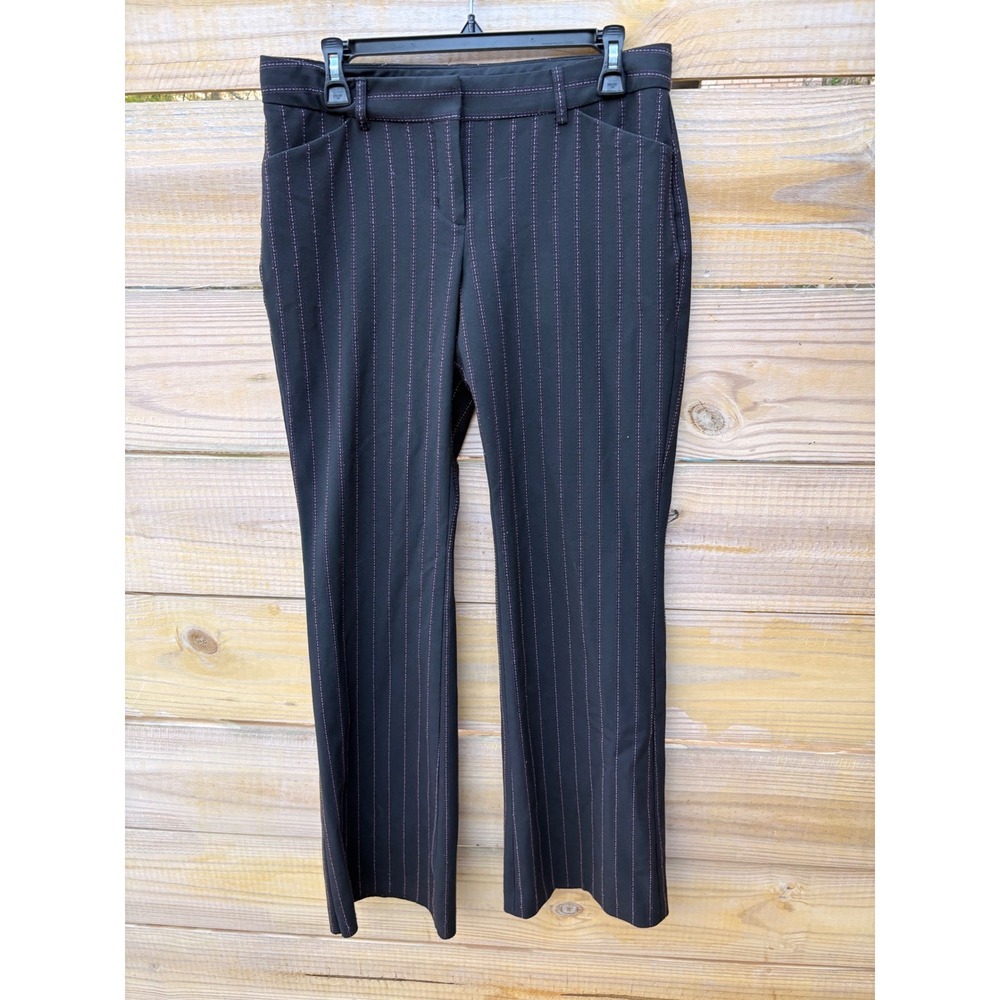 Express Design Studio Editor Pants Womens 6 Black Pink Pinstripe Straight Leg